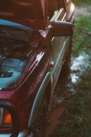 Off road car in the mudの写真素材