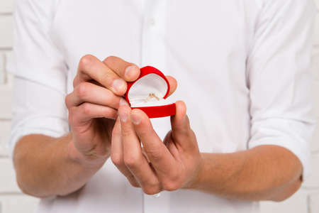 romantic man making a marriage proposalの写真素材