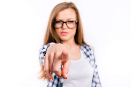 young woman in glasses challengesの写真素材