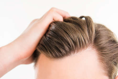 Close up photo of clean healthy man's hair without furfurの写真素材