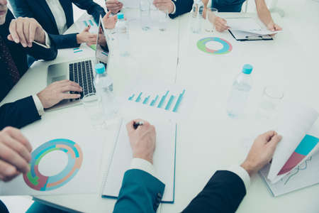 Close up of business group meeting and discussion of future planの写真素材