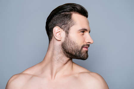 Portrait of handsome young muscular sexy bearded manの写真素材