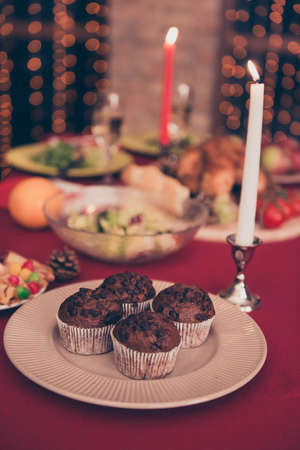 Close up focused shot of nicely served table with tasty amazing dishes and glasses of white wine are ready for dear guests, fresh fruits, sparkling-wineの写真素材