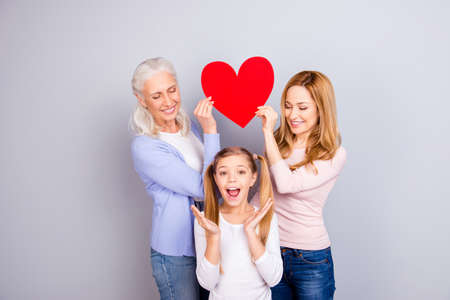 Emotional feeling tenderness gentle warmth concept, Beautiful mum and delightful granny are holding...