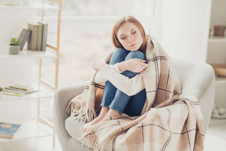 Nostalgia people holiday morning ill cold beauty casual purity nap snooze concept. Unhappy calm...