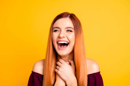 I can't stop laughing You look so funny Close up photo portrait of attractive fancy funny funky...