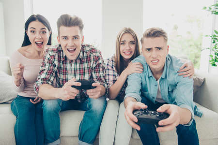 Concept of victory or defeat. Stressful match in racing or fightの写真素材