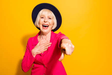 Well youre a joker Granny pointing index fingers at the camera
