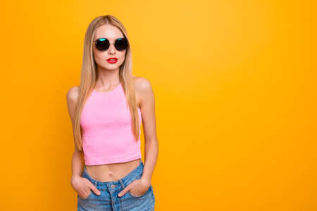 Beautiful attractive pretty charming serious confident winsome mの写真素材