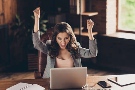 Crazy cheerful attractive elegant stylish beautiful classic trenの写真素材