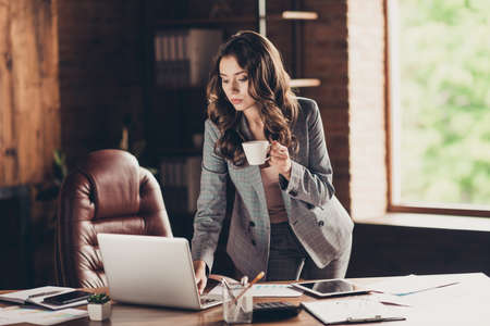 Attractive elegant stylish beautiful classic trendy business shaの写真素材