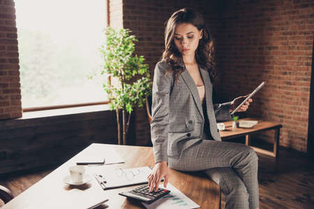 Minded attractive elegant stylish beautiful classic trendy businの写真素材