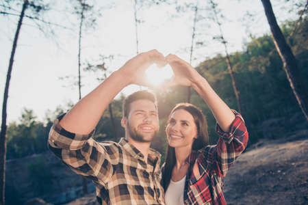 Nice lovely adorable latin couple, bearded husband and straight-の写真素材