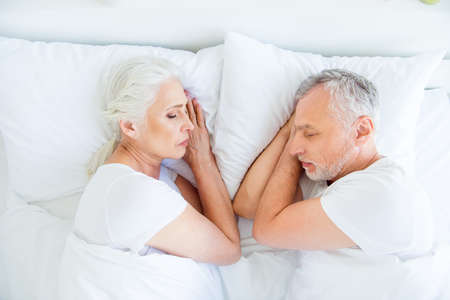 High angle top view photo of calm, lovely, sleepiness, carefree,