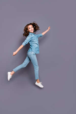Full body size length of nice crazy stylish cheerful attractive