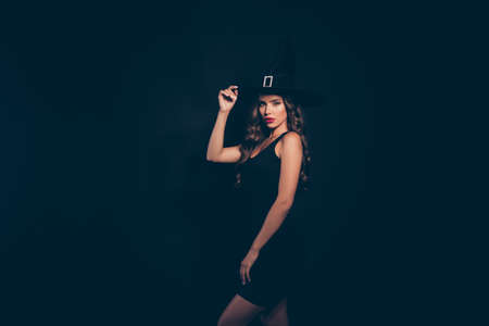 Trick or threat Profile side view photo of evil, alluring, magnの写真素材