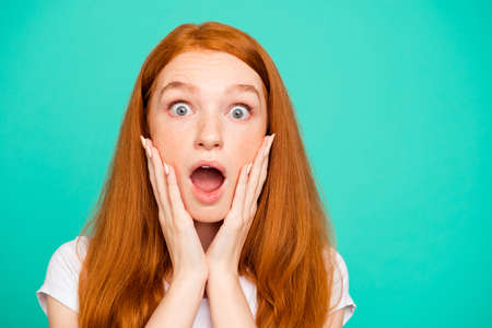 What you talk about Close up portrait of astonishment, good-loの写真素材