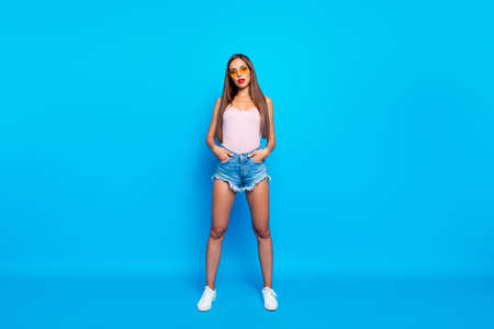 Full length body size of nice attractive winsome content adorablの写真素材