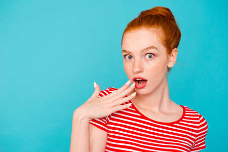 Wowo emotion. Close-up portrait of nice cute attractive girlishの写真素材