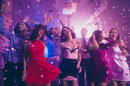 Sequins fall from violet ceilingの写真素材