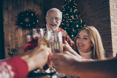 Noel evening family gathering, meeting, congratulations.の写真素材