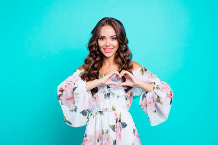 Portrait of dreamy, charming, lovely, sweet, gorgeous curly ladyの写真素材