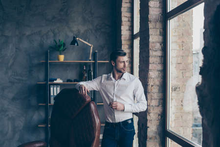 Lifestyle concept. Handsome attractive well-dressed good-lookingの写真素材