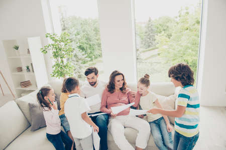 Friendship concept. High angle top view of full, large family