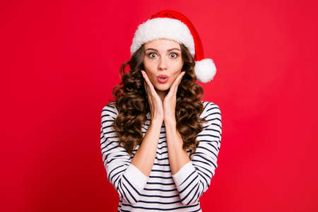 Portrait of cute cheerful sweet amazed attractive lovely charminの写真素材