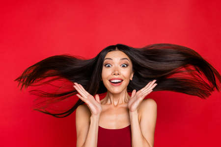 Portrait of woman with expression.の写真素材