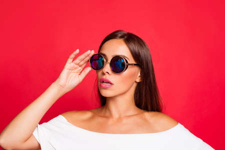 Portrait of woman with expression.の写真素材