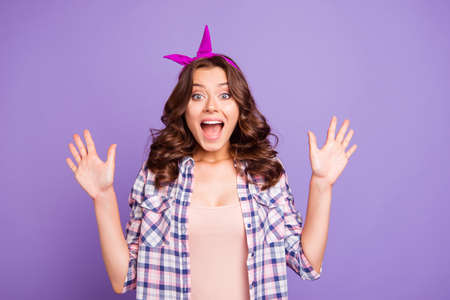 Portrait of nice cheerful cheery glad sweet lovely attractive ad