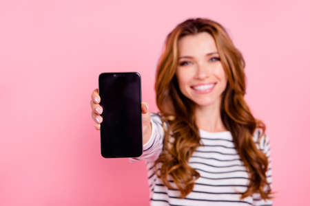 Blurred beautiful attractive pretty dreamy charming lady in striの写真素材