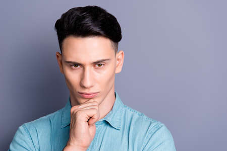 Close-up portrait of nice cool well-groomed attractive handsome
