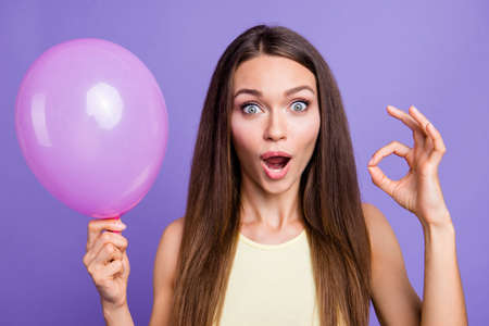 Leisure lifestyle trendy style stylish lady with her open mouthの写真素材