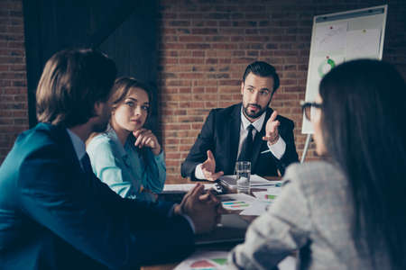 Portrait of stylish elegant classy serious minded chairman compaの写真素材