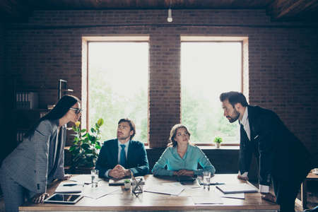 Profile side view two confident attractive stylish trendy personの写真素材