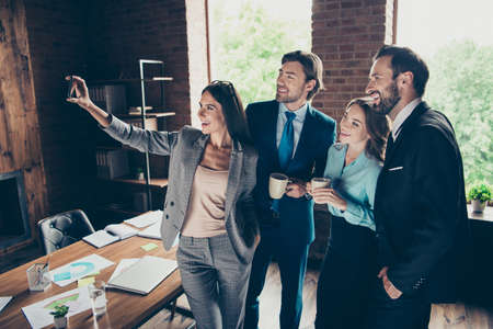 Glad positive cheerful careless carefree facial expression emotiの写真素材