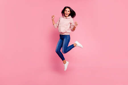 Full legs body size portrait of charming lovely adorable good-loの写真素材