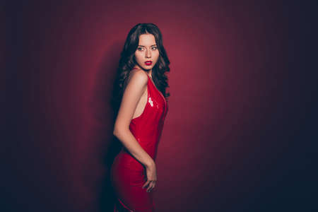 Portrait of well-groomed lady with modern hairstyleの写真素材