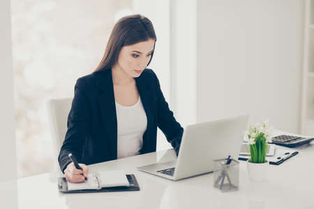 Beautiful charming focused classy chic elegant lady attorney lawの写真素材