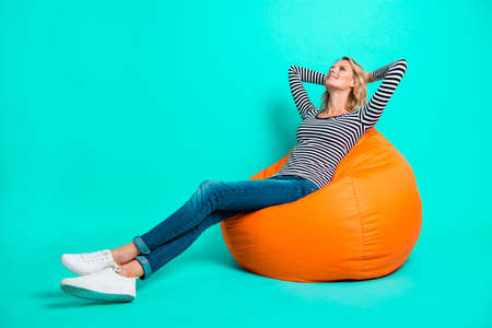 Profile side view full length body size nice pretty charming attの写真素材