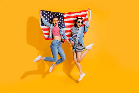 Full legs body size two overjoyed carefree careless touristの写真素材