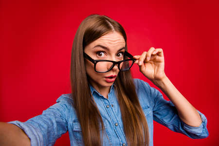 Self-portrait of nice cute lovely attractive adorable funkyの写真素材