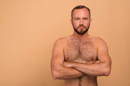 Portrait of confident content sportive attractive handsome man sの写真素材