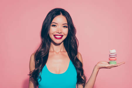 Close-up portrait of nice cheerful positive lovely sweet glamoroの写真素材