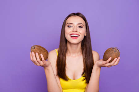 Portrait of beautiful carefree charming attractive pretty ladyの写真素材