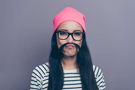 Close-up portrait of nice cute lovely attractive adorable winsome ladyの写真素材