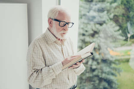 portrait of grey haired old manの写真素材