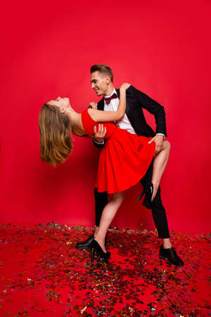 Vertical full length body size view of two sophisticated attractの写真素材